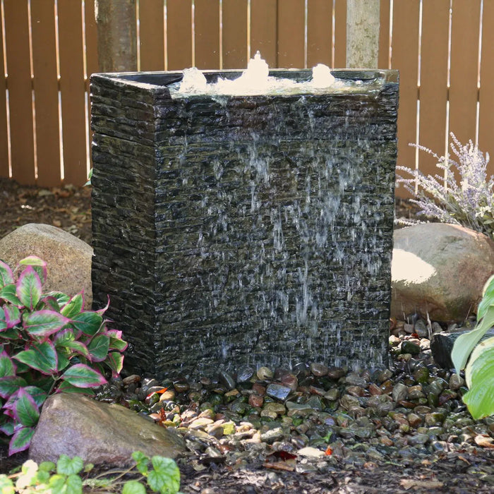 Large Curved Stacked Slate Wall Base