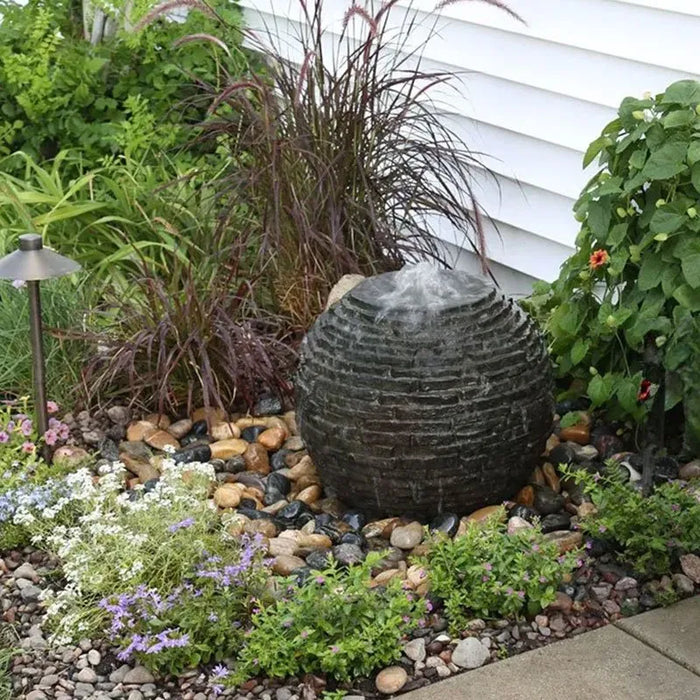 Small Stacked Slate Sphere Landscape Fountain Kit