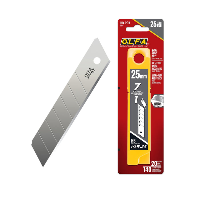 OLFA 25mm Extra Heavy Duty Snap Blades - Pack of 20